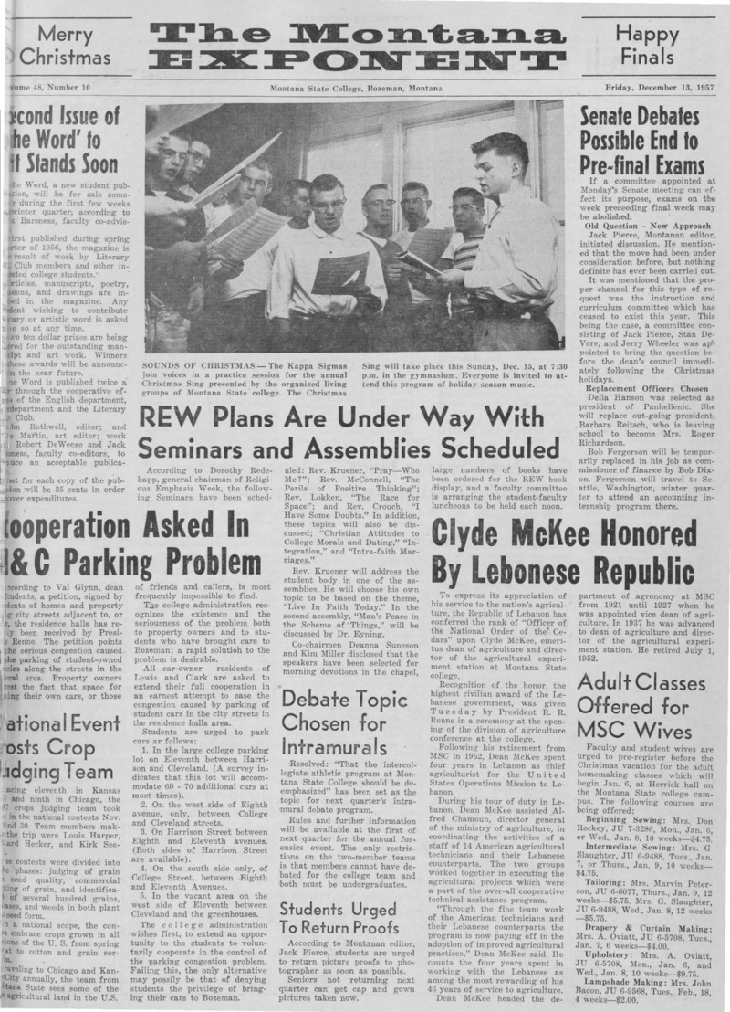 The Montana Exponent, December 13, 1957