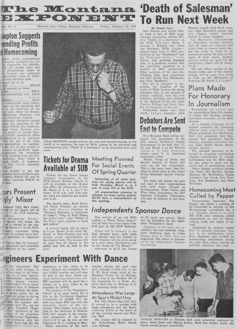 The Montana Exponent, February 28, 1958