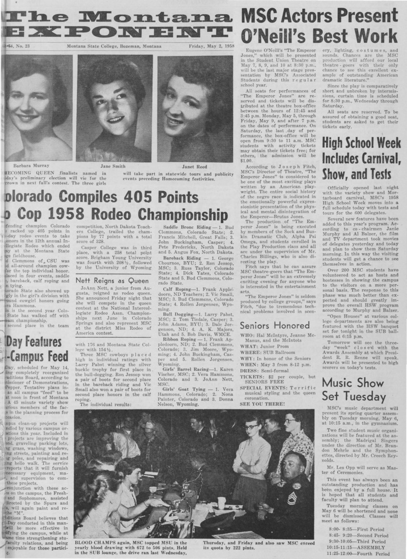 The Montana Exponent, May 2, 1958