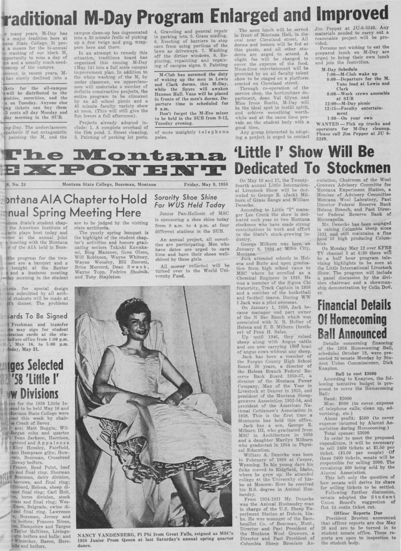The Montana Exponent, May 9, 1958