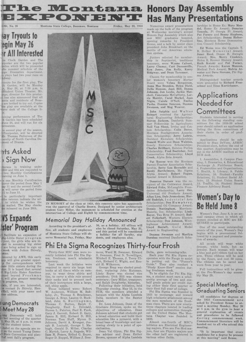 The Montana Exponent, May 23, 1958
