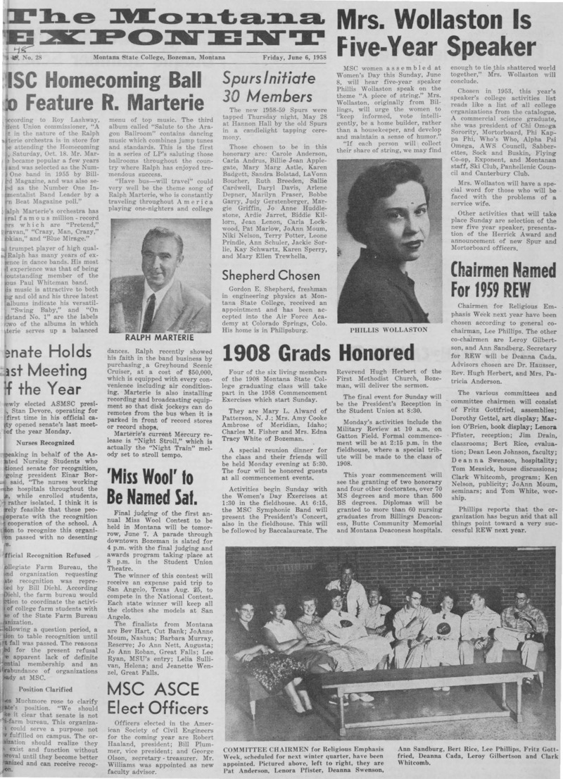 The Montana Exponent, June 6, 1958