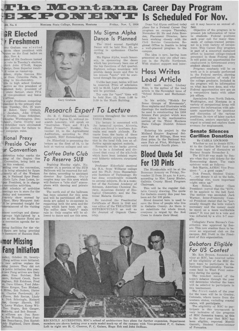 The Montana Exponent, November 7, 1958