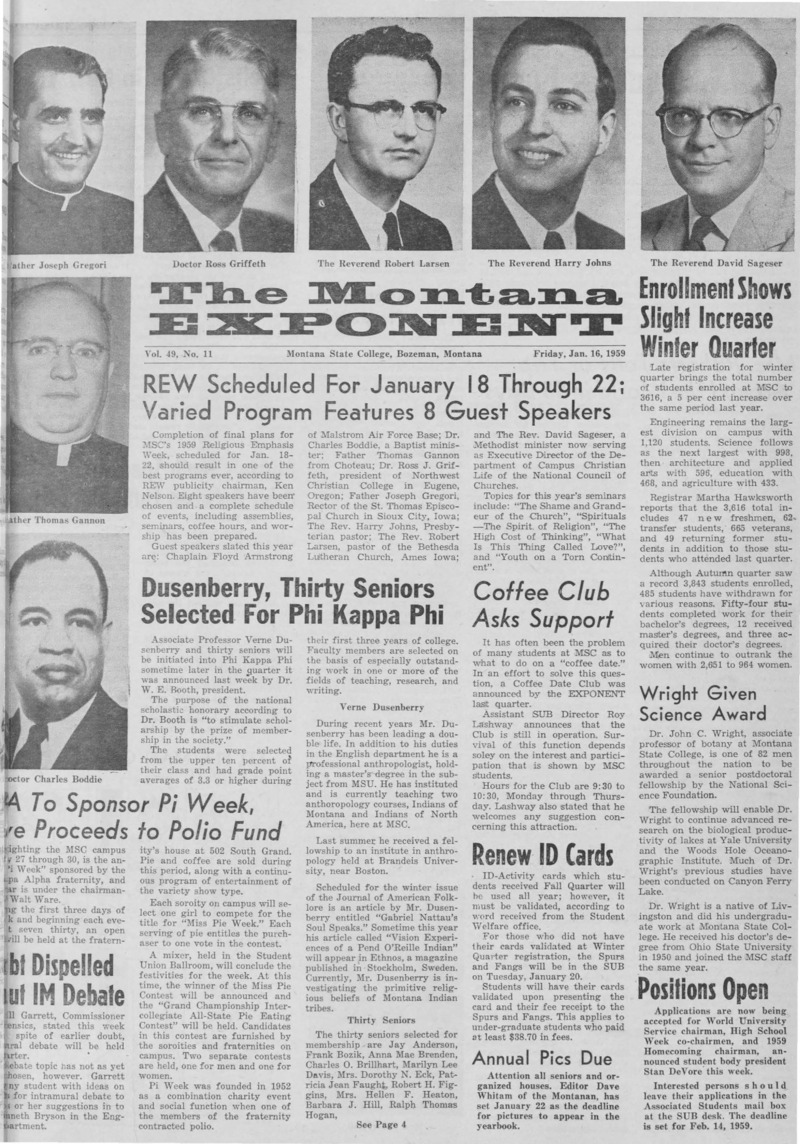 The Montana Exponent, January 16, 1959