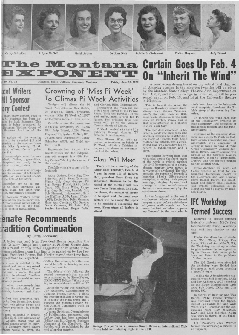 The Montana Exponent, January 30, 1959