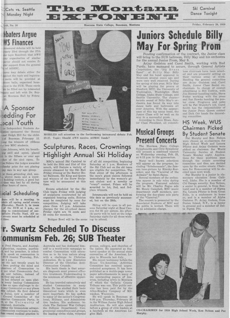 The Montana Exponent, February 20, 1959