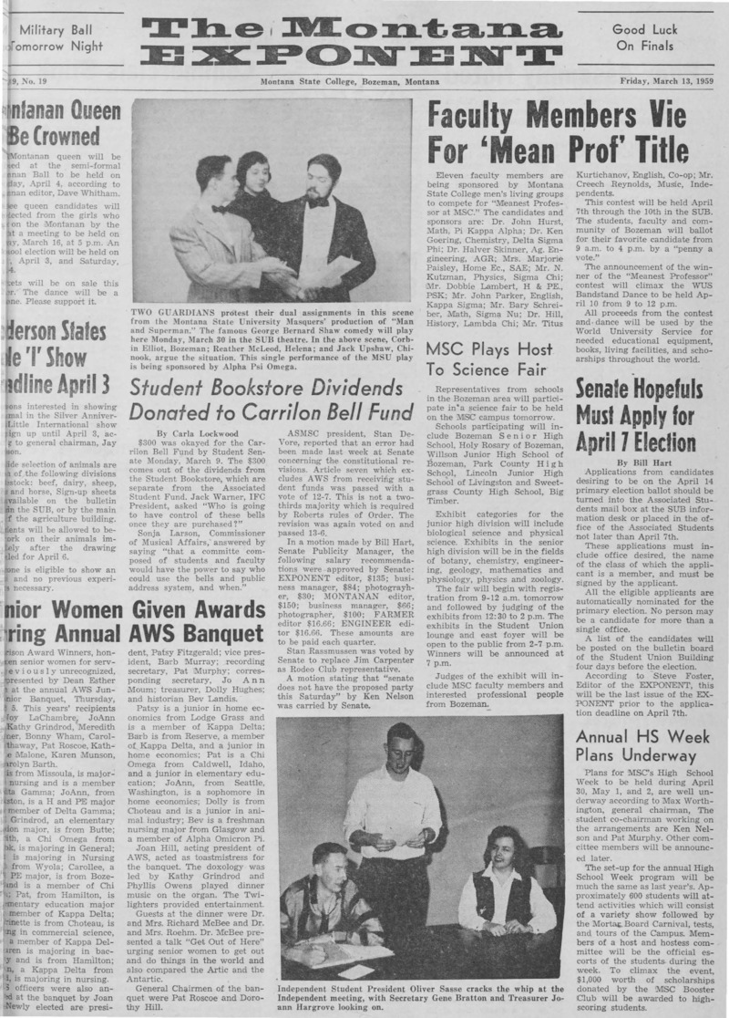 The Montana Exponent, March 13, 1959