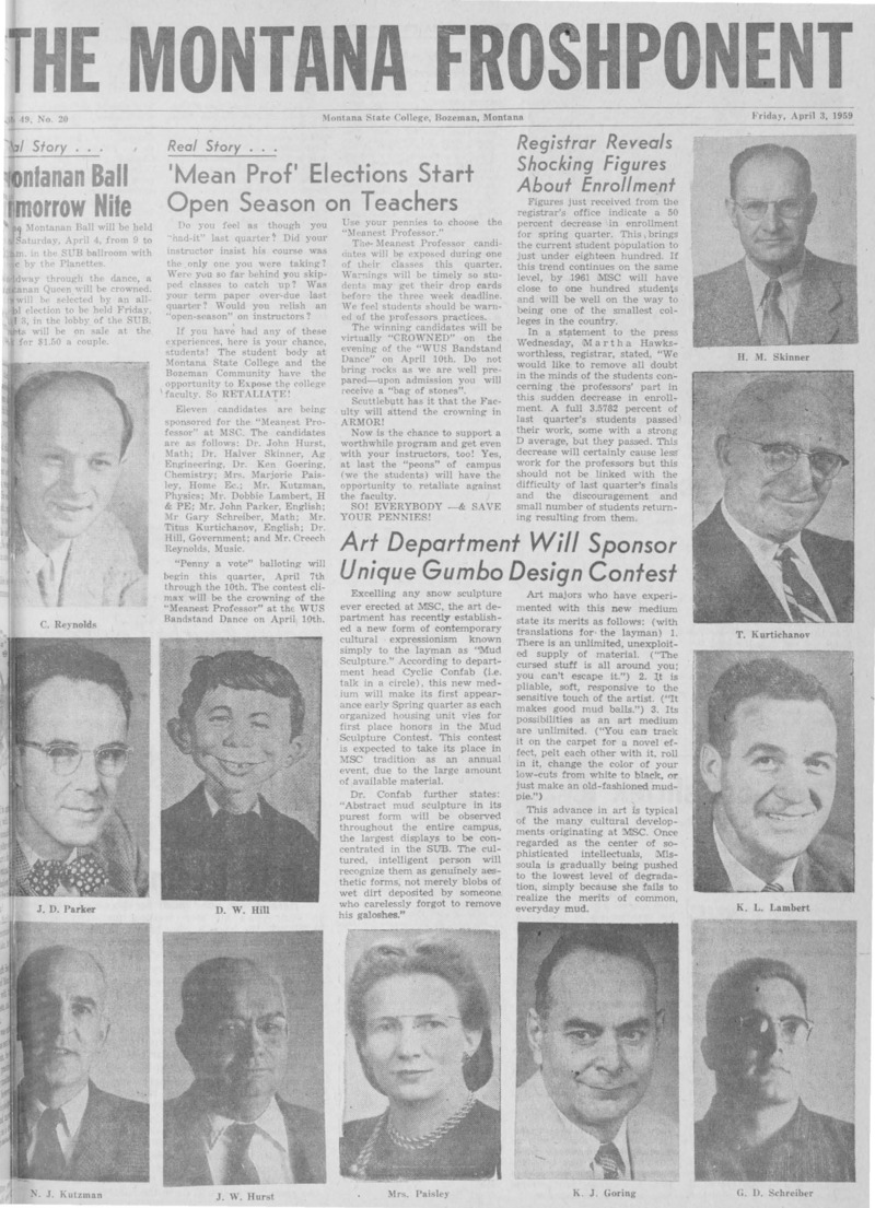 The Montana Froshponent, April 3, 1959