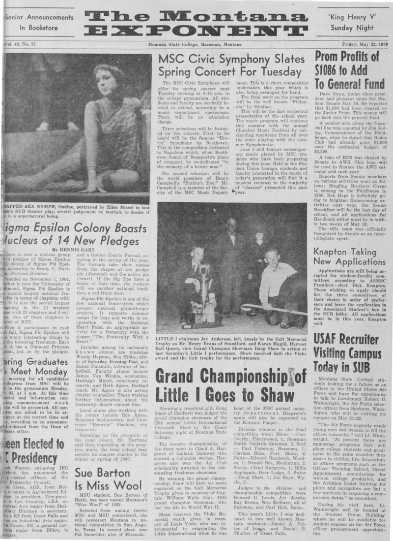 The Montana Exponent, May 22, 1959