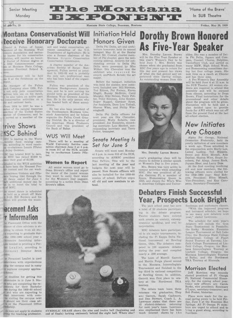 The Montana Exponent, May 29, 1959