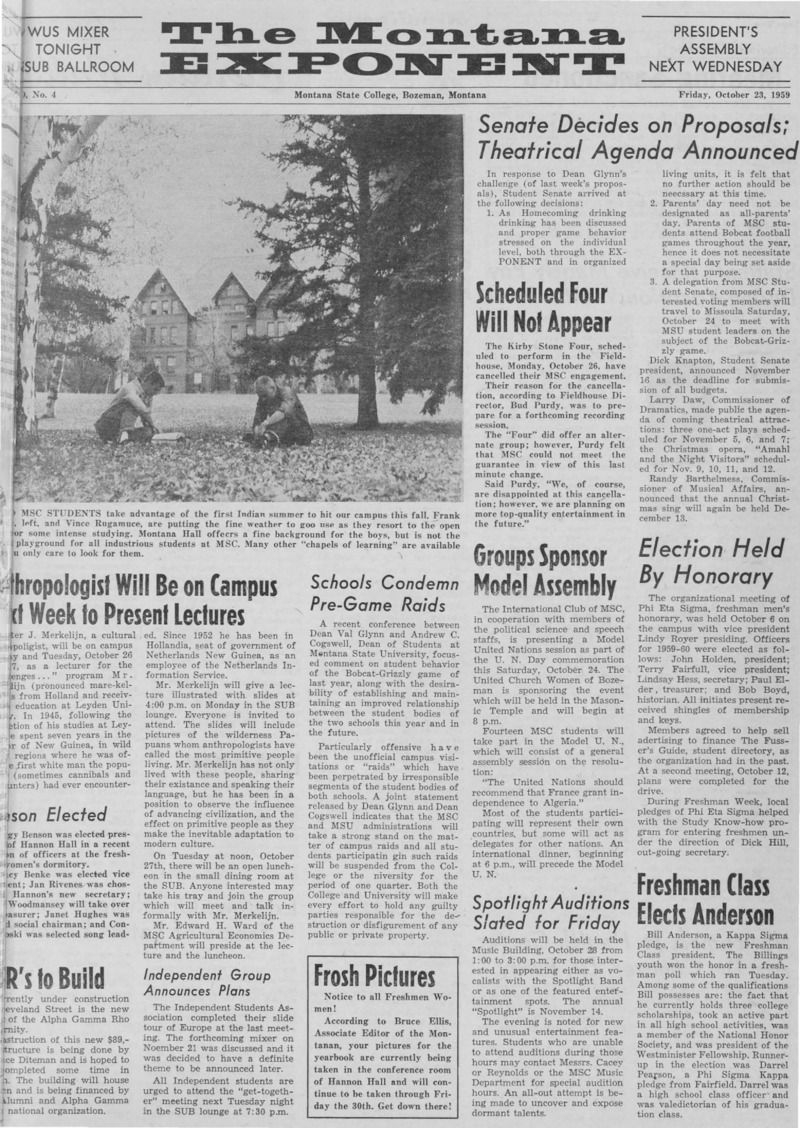 The Montana Exponent, October 23, 1959