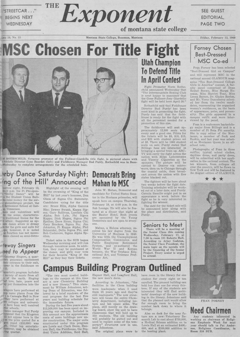 The Exponent of Montana State College, February 12, 1960