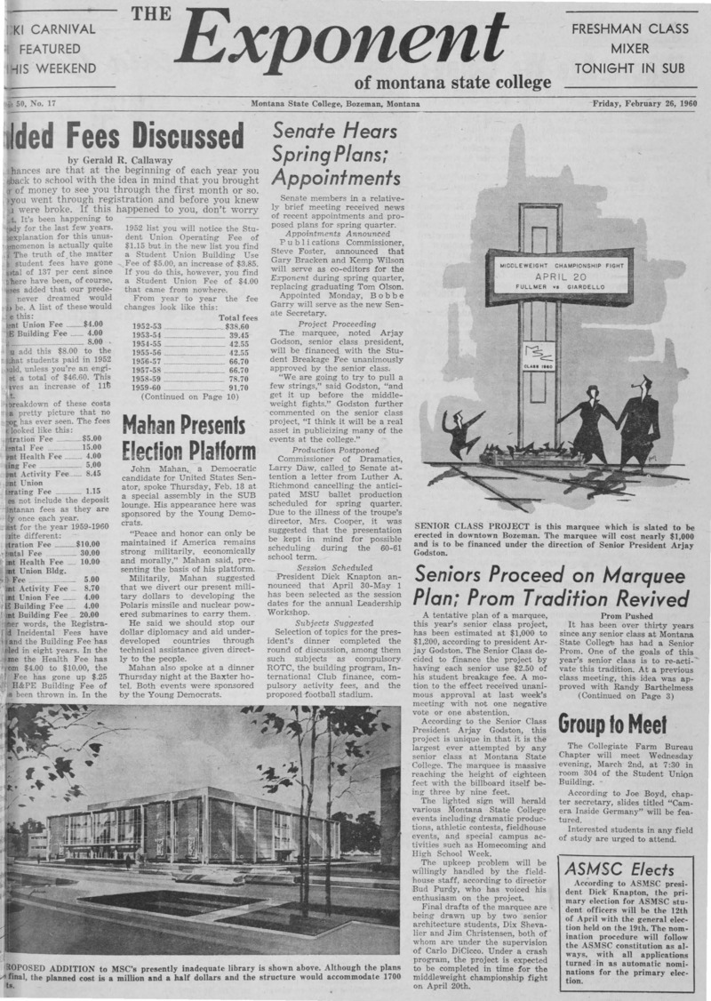 The Exponent of Montana State College, February 26, 1960