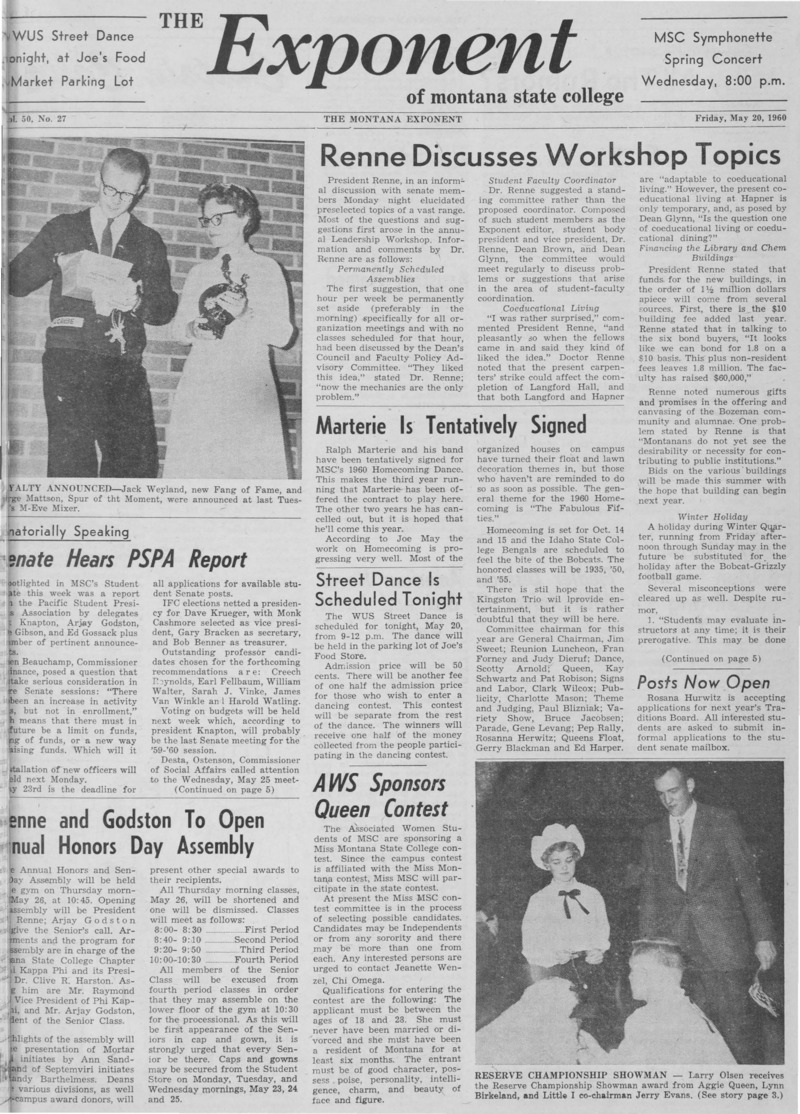 The Exponent of Montana State College, May 20, 1960