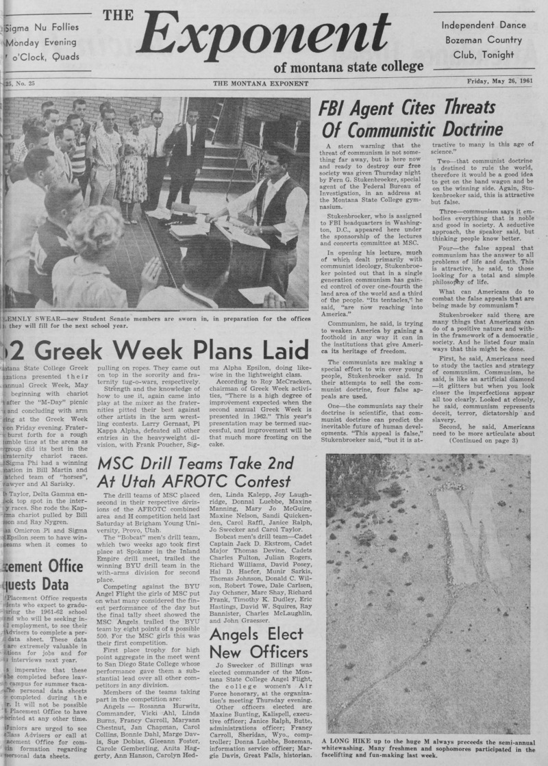 The Exponent of Montana State College, May 26, 1961