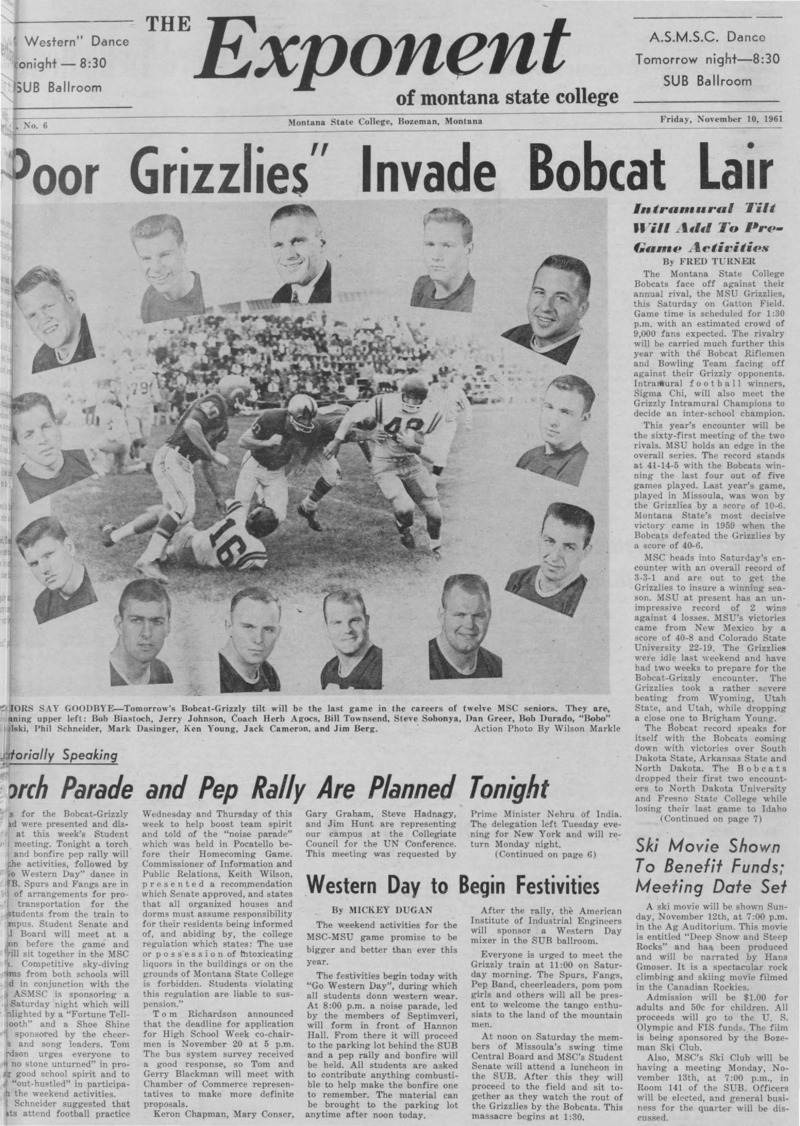 The Exponent of Montana State College, November 10, 1961