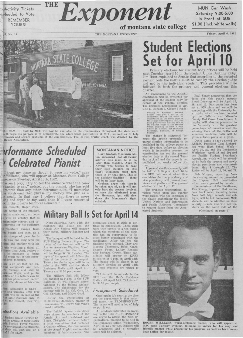 The Exponent of Montana State College, April 6, 1962