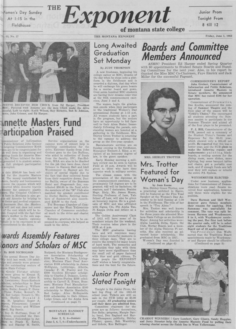 The Exponent of Montana State College, June 1, 1962
