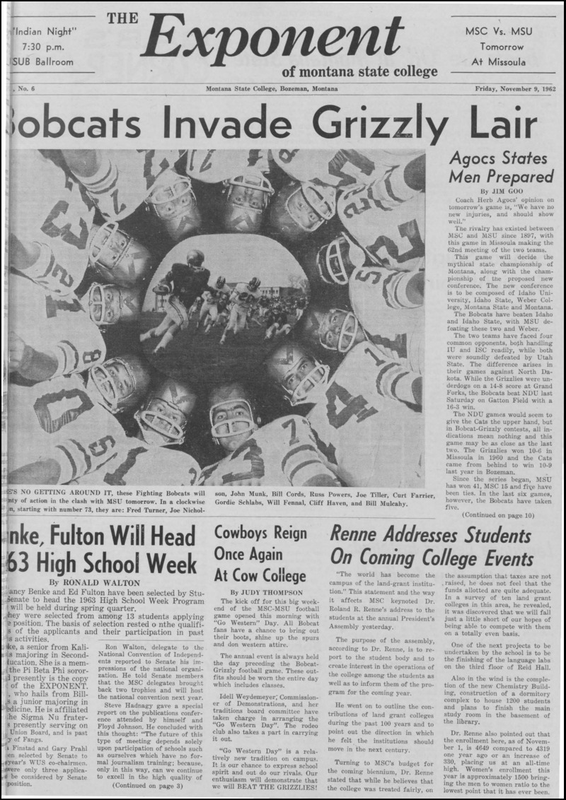The Exponent of Montana State College, November 9, 1962