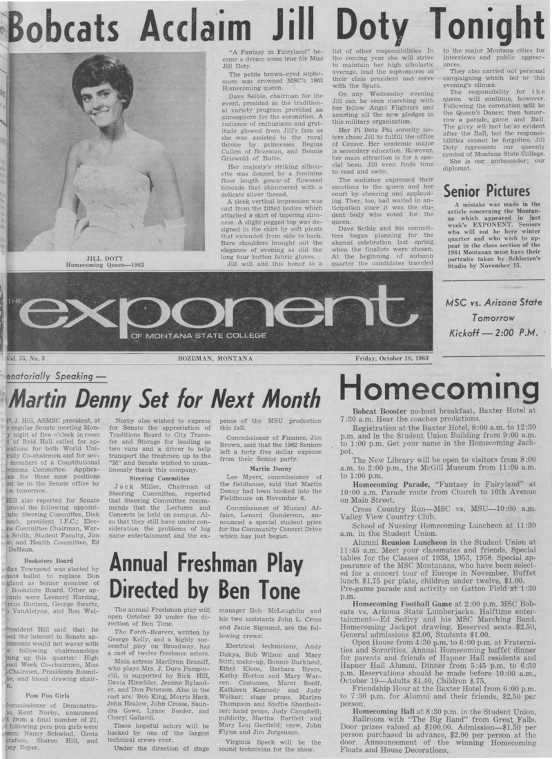 The Exponent of Montana State College, October 18, 1963