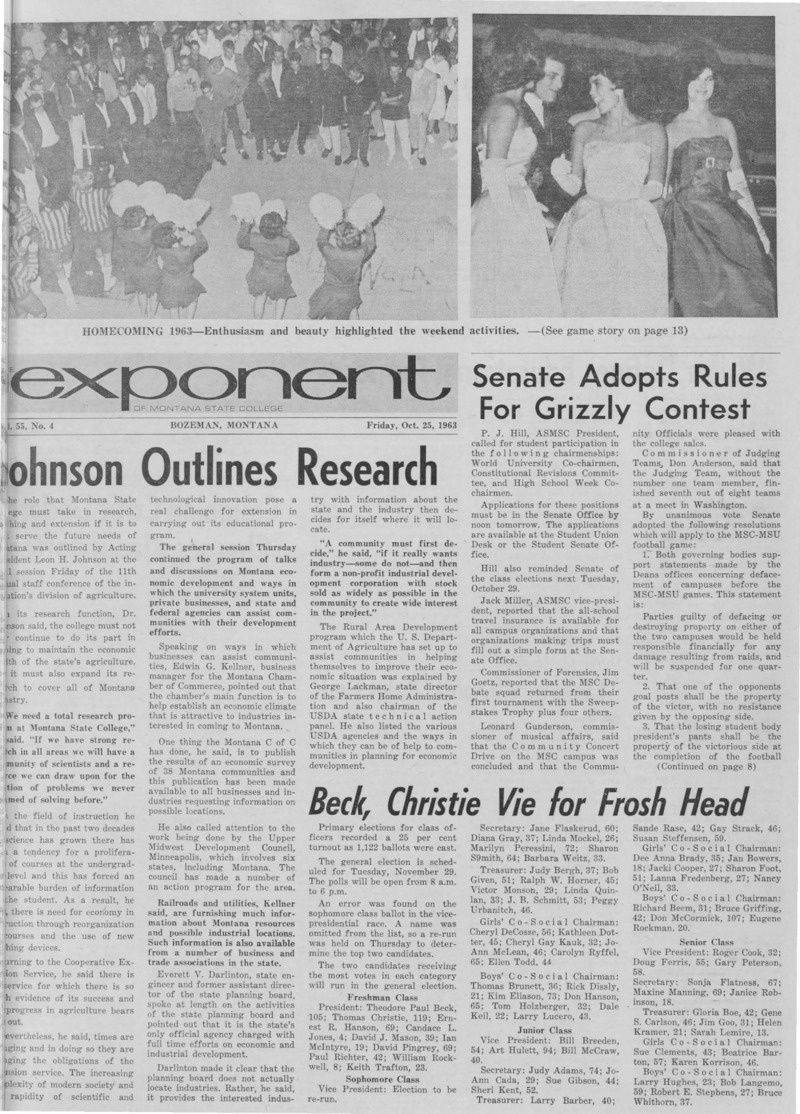 The Exponent of Montana State College, October 25, 1963