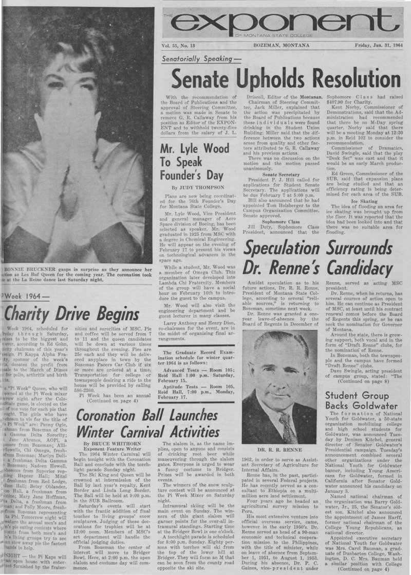 The Exponent of Montana State College, January 31, 1964