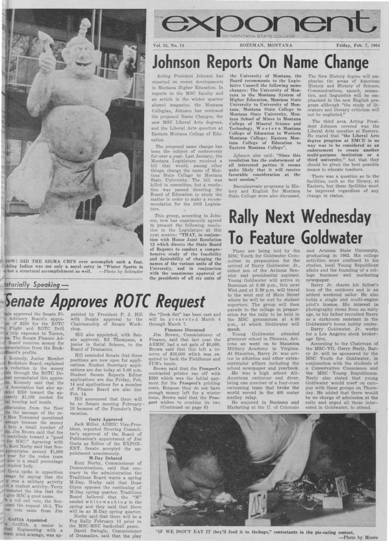 The Exponent of Montana State College, February 7, 1964