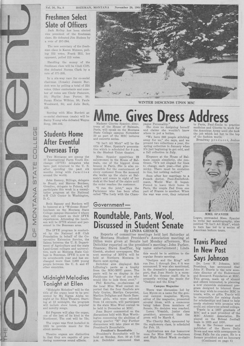 The Exponent of Montana State College, November 20, 1964