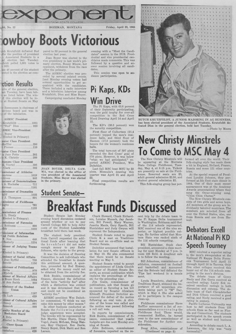The Exponent of Montana State College, April 23, 1965