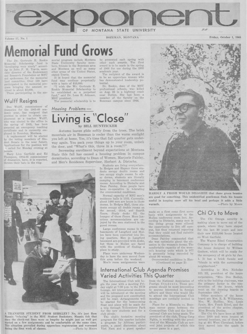 The Exponent of Montana State University, October 1, 1965