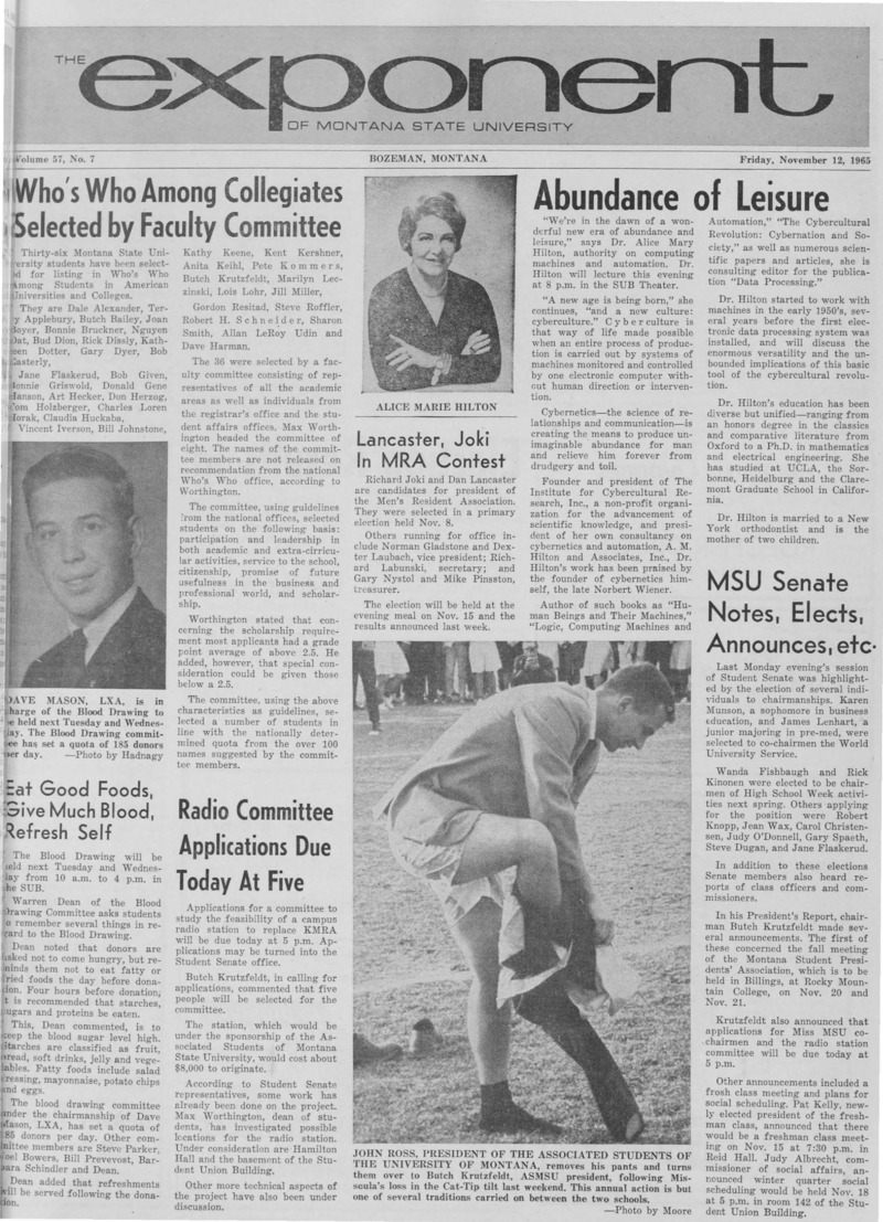 The Exponent of Montana State University, November 12, 1965