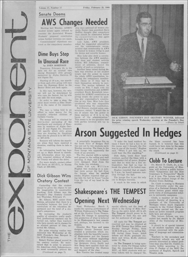 The Exponent of Montana State University, February 25, 1966