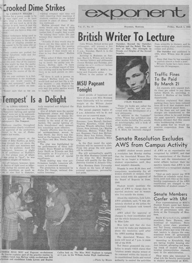 The Exponent of Montana State University, March 4, 1966
