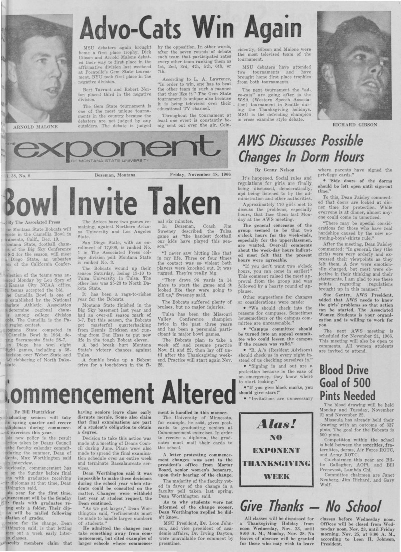 The Exponent of Montana State University, November 18, 1966