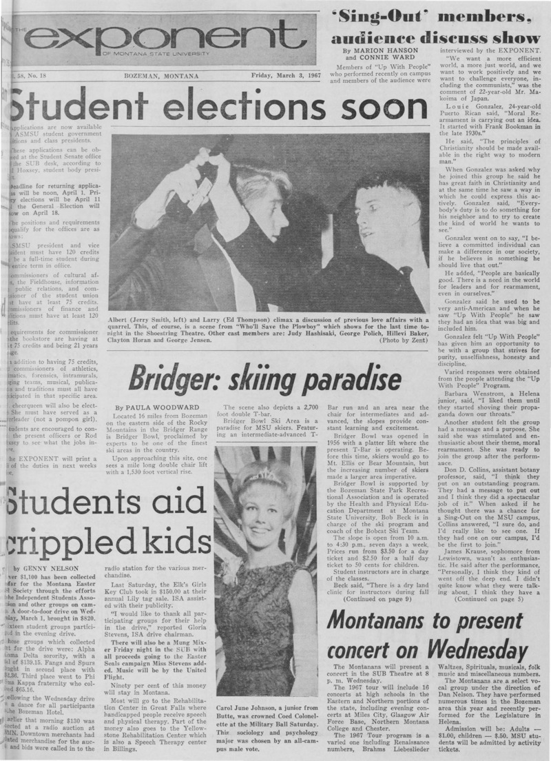 The Exponent of Montana State University, March 3, 1967