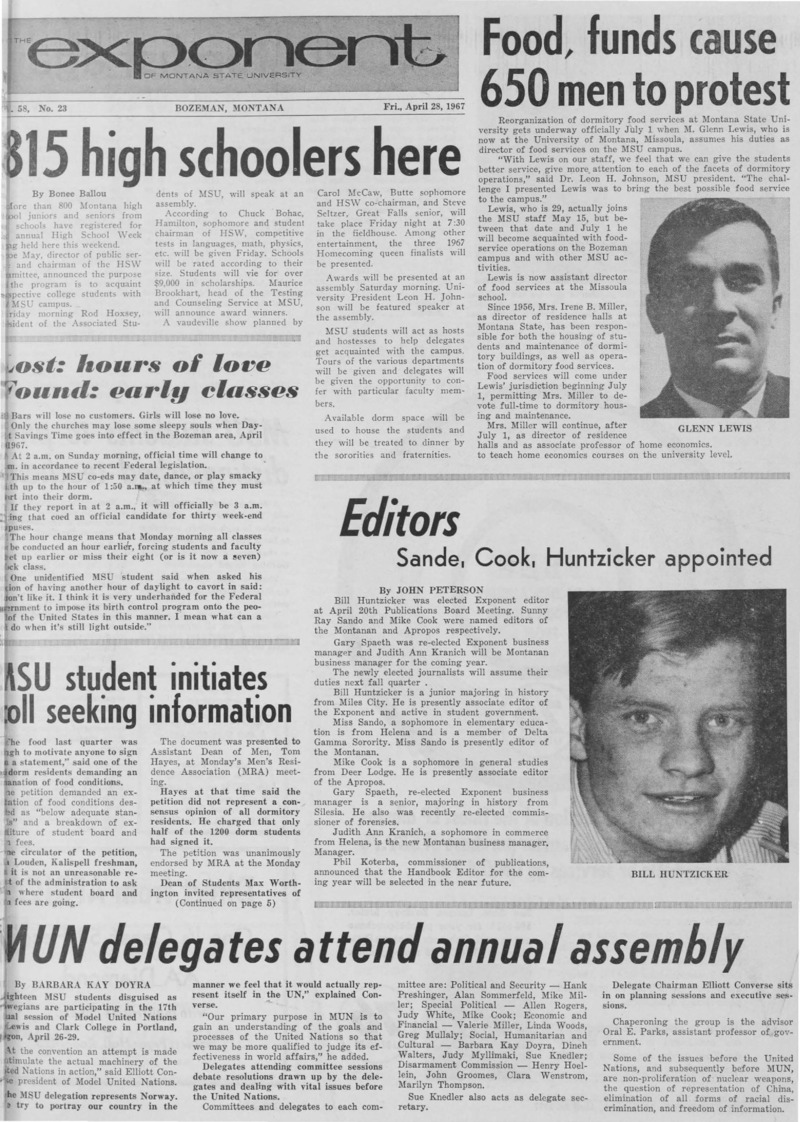 The Exponent of Montana State University, April 28, 1967