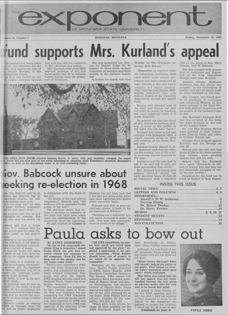 The Exponent of Montana State University, November 10, 1967