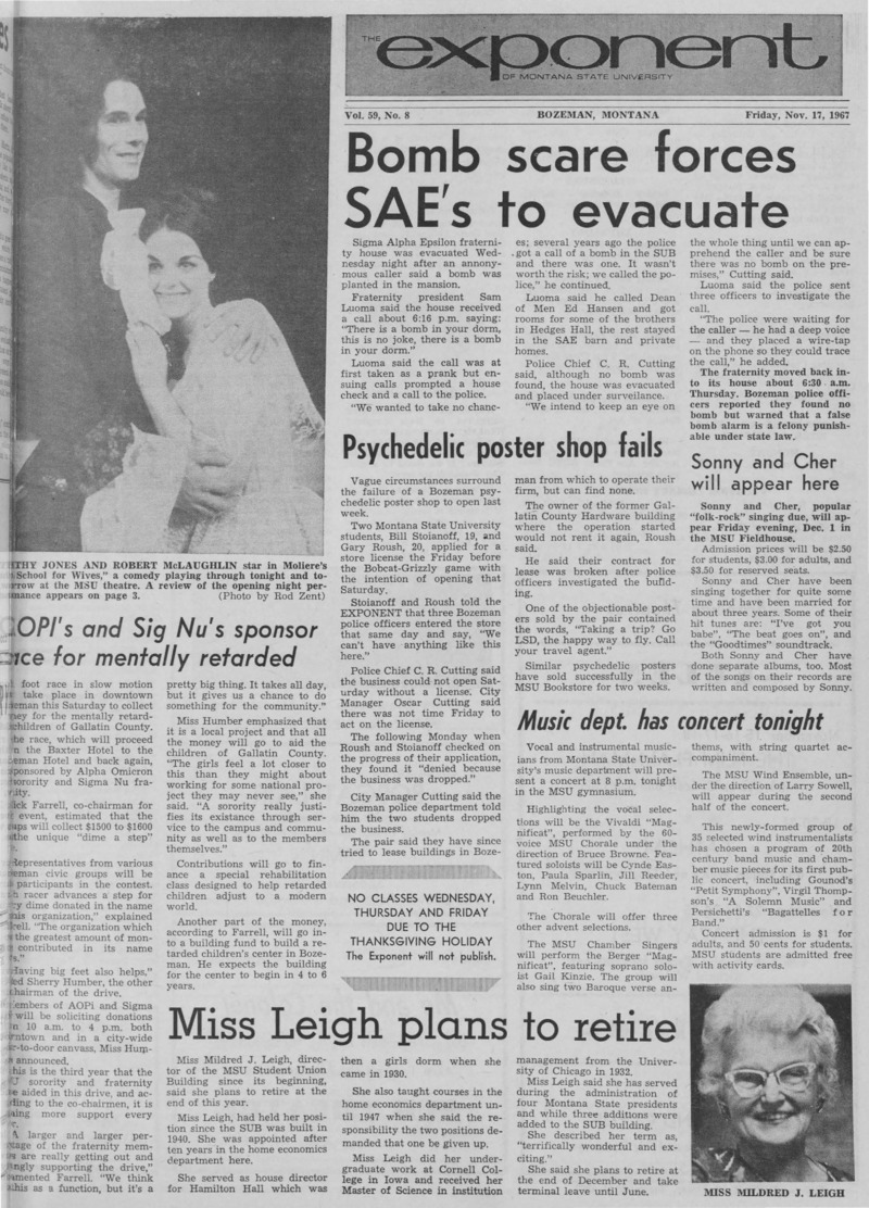 The Exponent of Montana State University, November 17, 1967