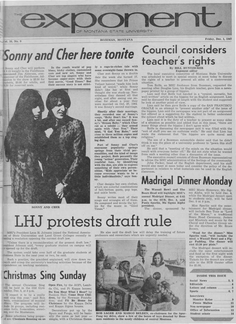 The Exponent of Montana State University, December 1, 1967