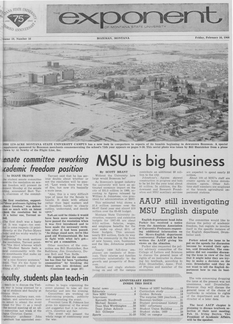 The Exponent of Montana State University, February 16, 1968
