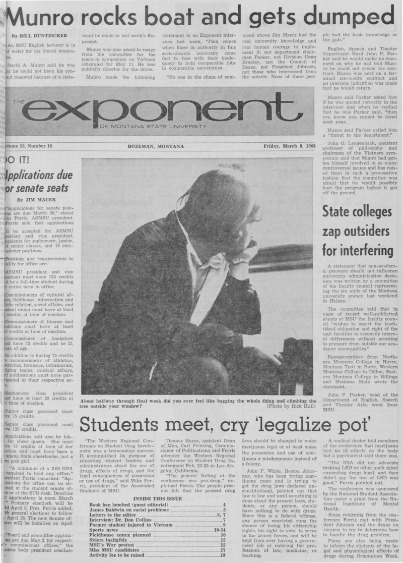 The Exponent of Montana State University, March 8, 1968