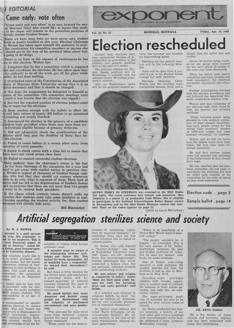 The Exponent of Montana State University, April 19, 1968