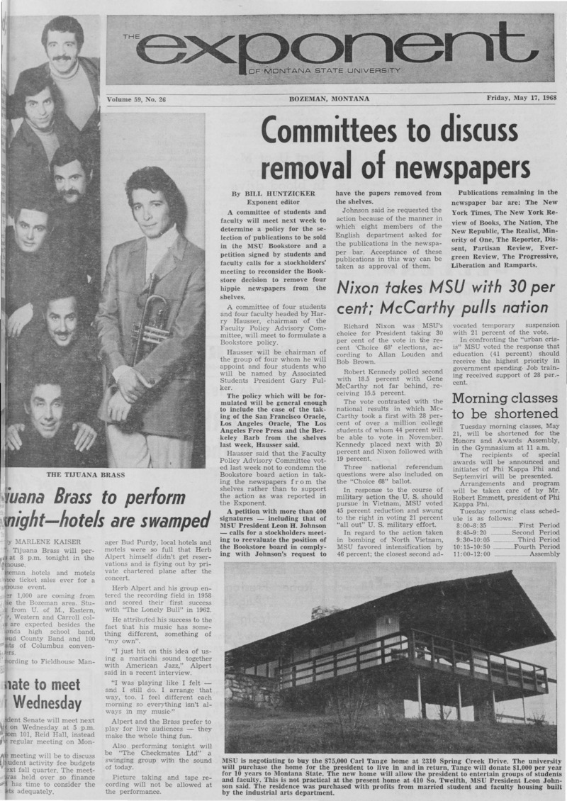 The Exponent of Montana State University, May 17, 1968