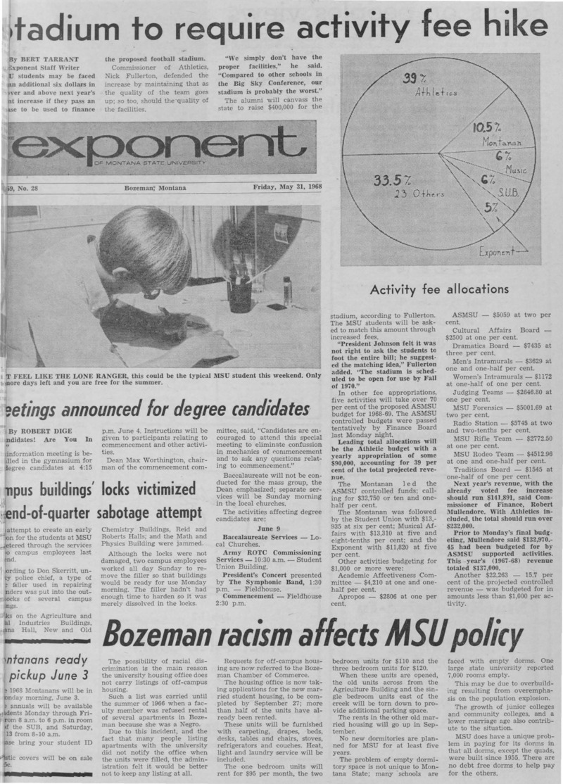 The Exponent of Montana State University, May 31, 1968