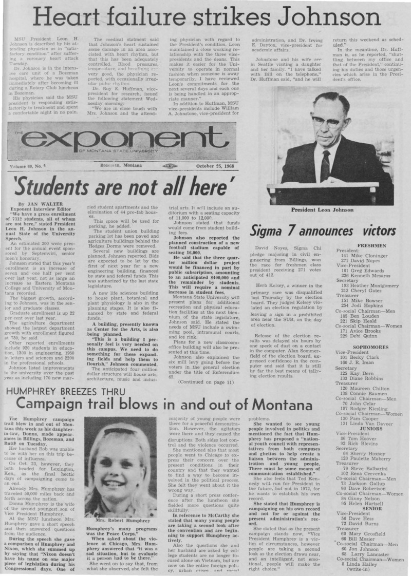 The Exponent of Montana State University, October 25, 1968