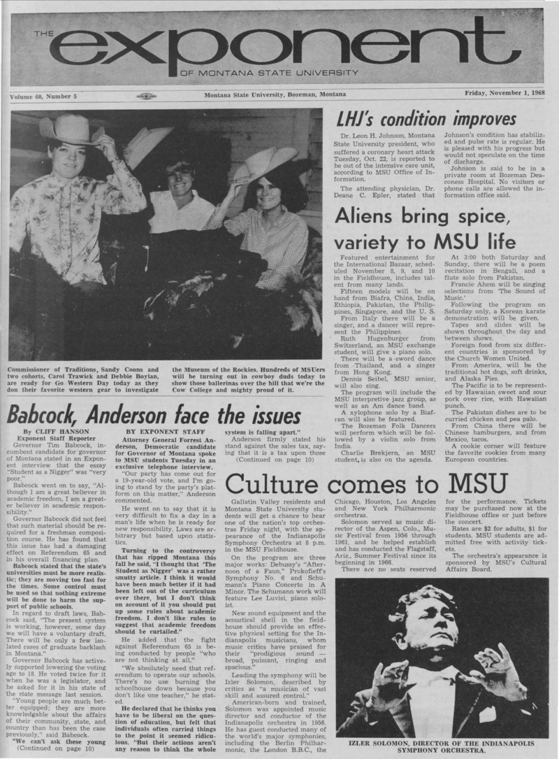 The Exponent of Montana State University, November 1, 1968