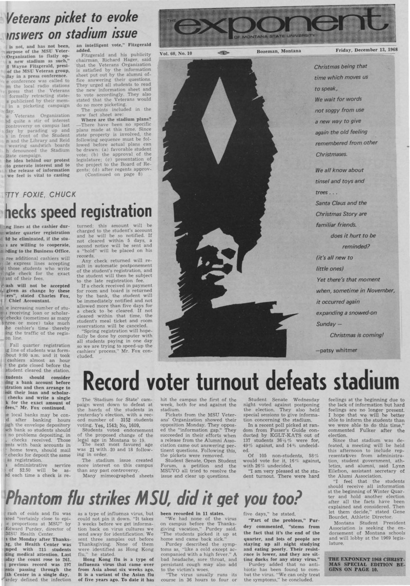 The Exponent of Montana State University, December 13, 1968