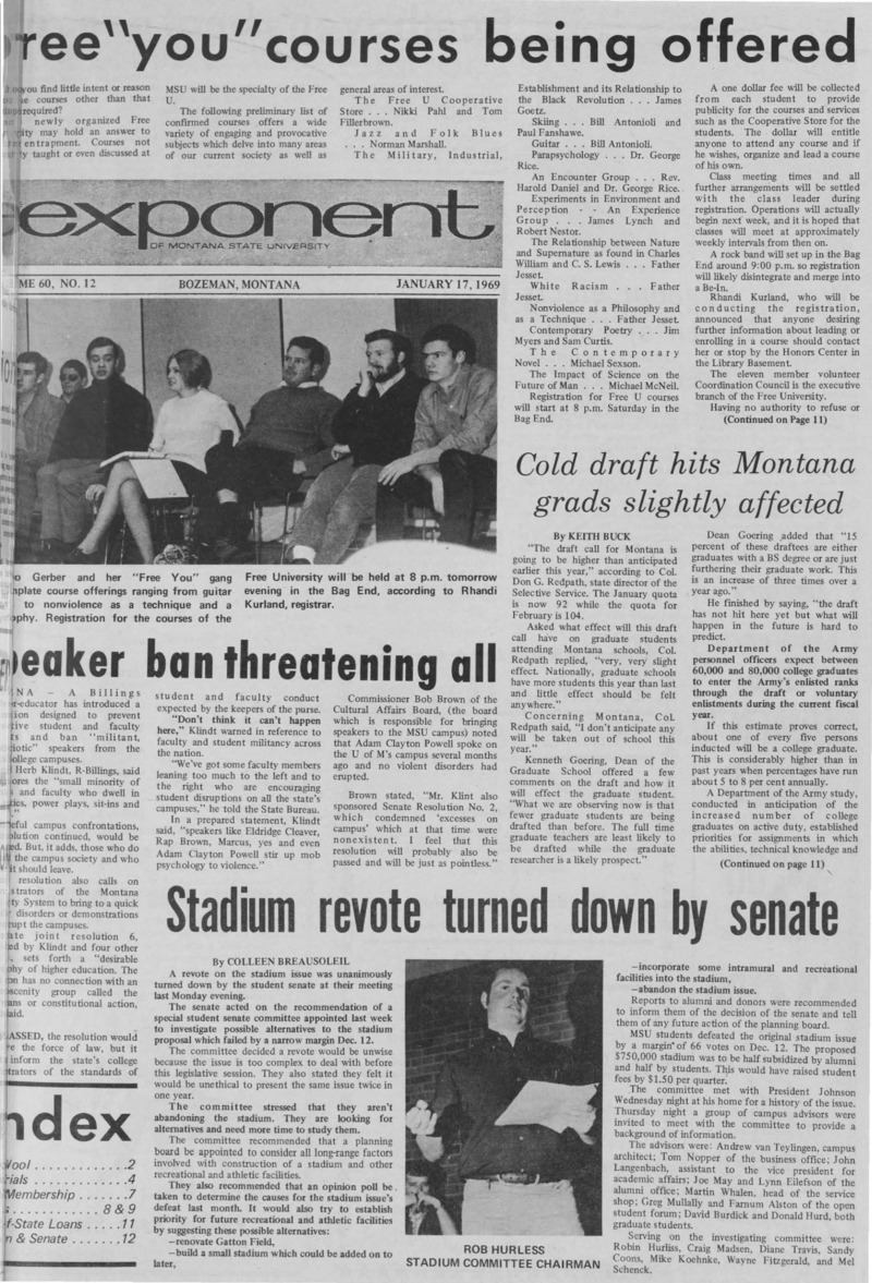 The Exponent of Montana State University, January 17, 1969