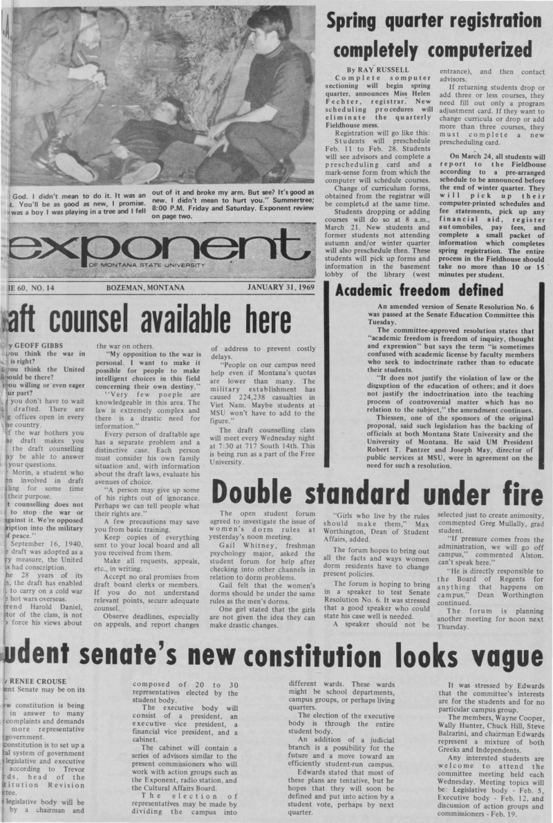 The Exponent of Montana State University, January 31, 1969