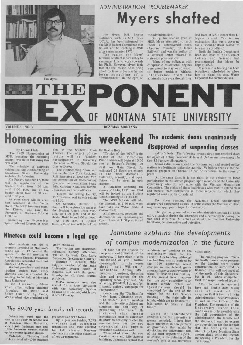The Exponent of Montana State University, October 15, 1969